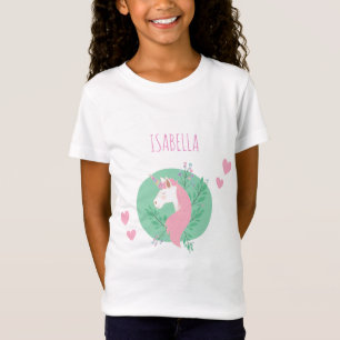 Camiseta Magnífico Unicornio rosa y Verde azulado con Chica