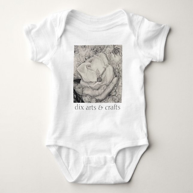 Camiseta magnolia de tocino, flores, tela, algodón y mano (Anverso)