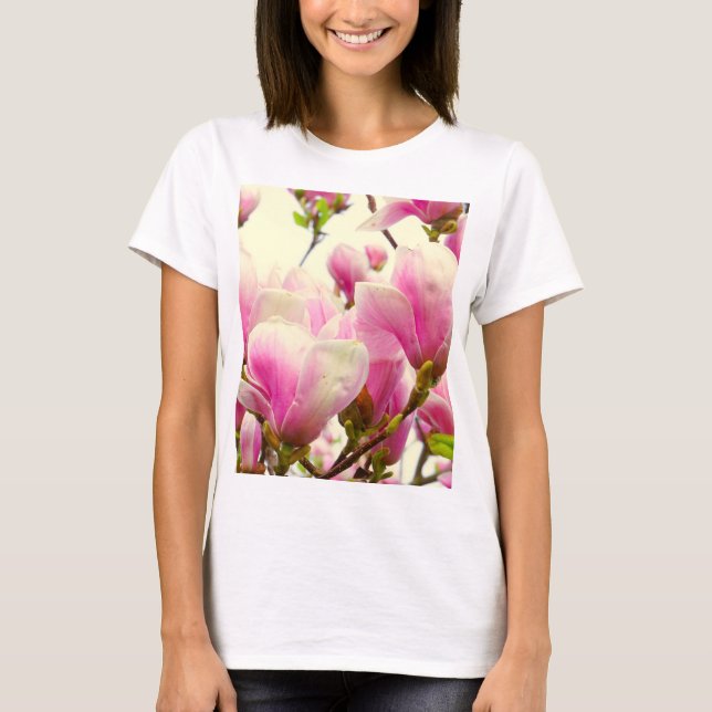 Camiseta Magnolia Flores Moda Floral Blossom Botánica (Anverso)