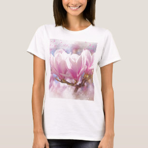 Camiseta Magnolia púrpura rosada en flor de primavera