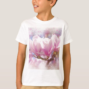 Camiseta Magnolia púrpura rosada en flor de primavera