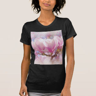 Camiseta Magnolia púrpura rosada en flor de primavera