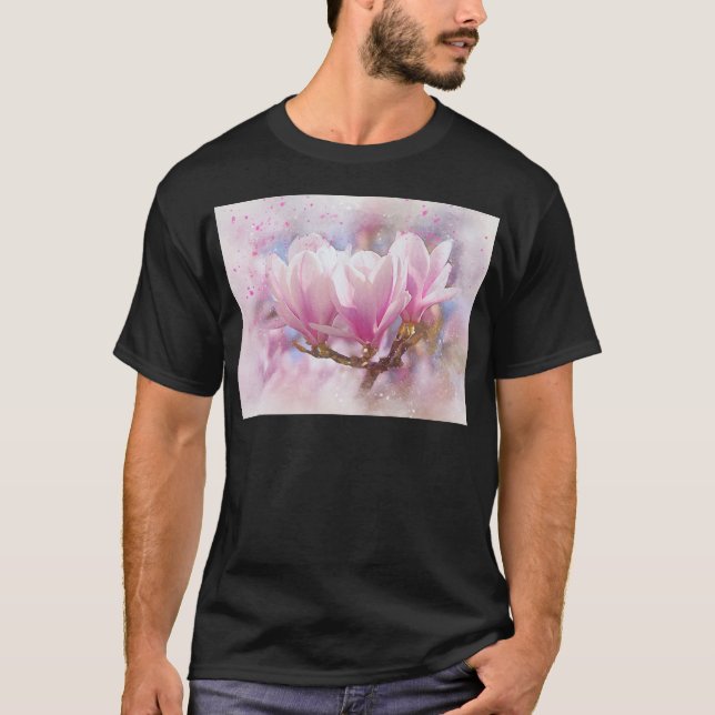 Camiseta Magnolia púrpura rosada en flor de primavera (Anverso)