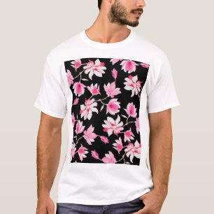 Camiseta Magnolia romántica: acuarela negra