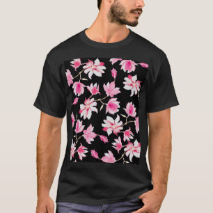 Camiseta Magnolia romántica: acuarela negra