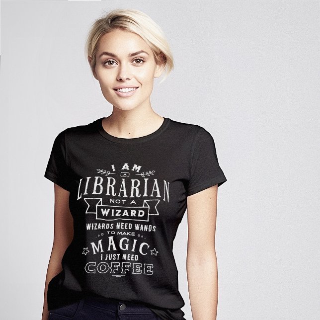 Camiseta Mago bibliotecario Funny Coffee mágico (Librarian Wizard Magic Coffee Funny T-Shirt)