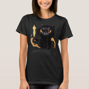Camiseta Mago De Gato Negro Con Poder De Fuego Para Anima