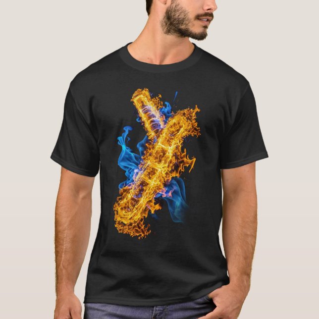 Camiseta Mago Elemental de Fuego Hielo Abstracto en Choque  (Anverso)