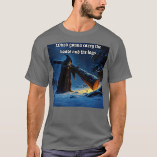Camiseta Mago Medieval Transportando Troncos