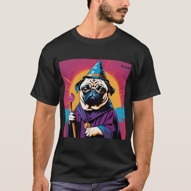 Camiseta Mago Pug retro (Anverso)