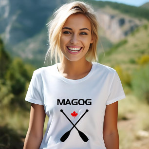 Camiseta Magog Canada Crossed Paddle Oars Maple Leaf