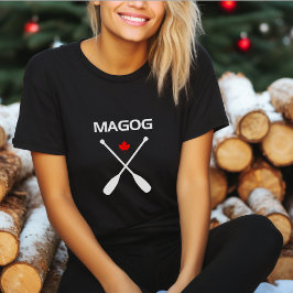 Camiseta Magog Canada Crossed Paddle Oars Maple Leaf Dark