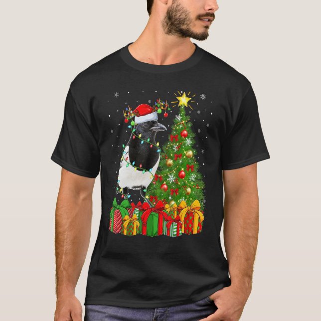 Camiseta Magpie Bird   Xmas Holiday Santa Magpie Christmas  (Anverso)