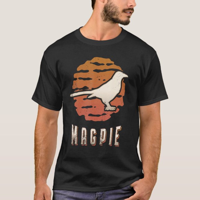 Camiseta Magpie Vintage Retro Classic Animal Sunset (Anverso)