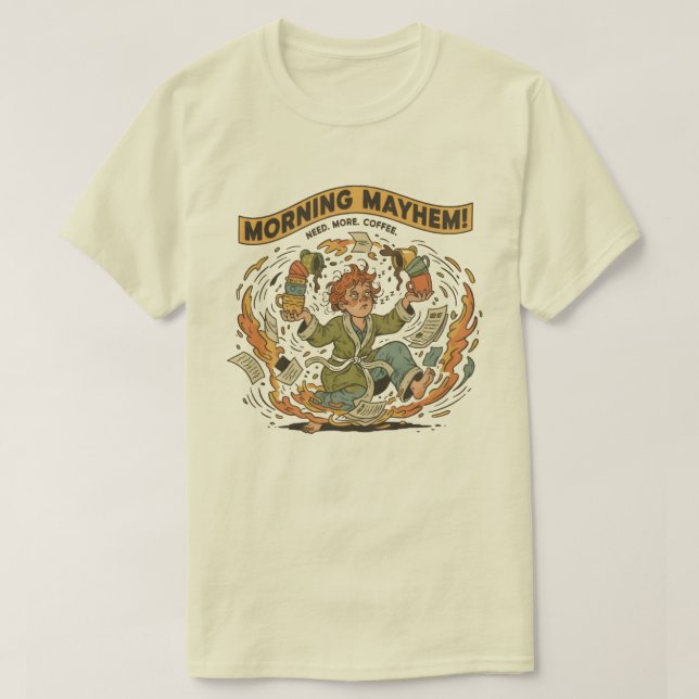 Camiseta Mahem matutino - Gracioso café caos (Diseño del anverso)