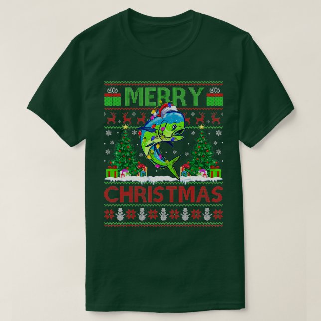 Camiseta Mahi Mahi Fish Lover Xmas Tree Santa Mahi Mahi Chr (Diseño del anverso)