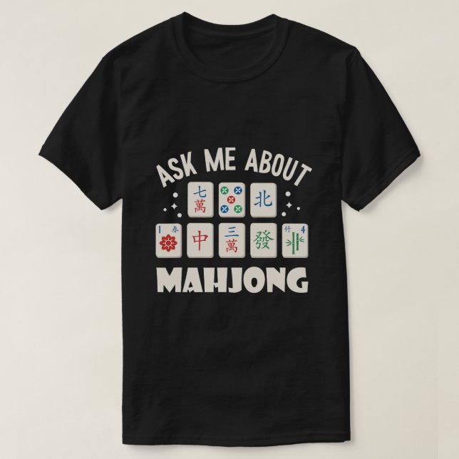 Camiseta Mahjong Fiesta me pregunta sobre el juego Mahjong  (Diseño del anverso)