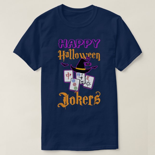 Camiseta Mahjong Happy Halloween Brokers Tile Game Baseball (Diseño del anverso)