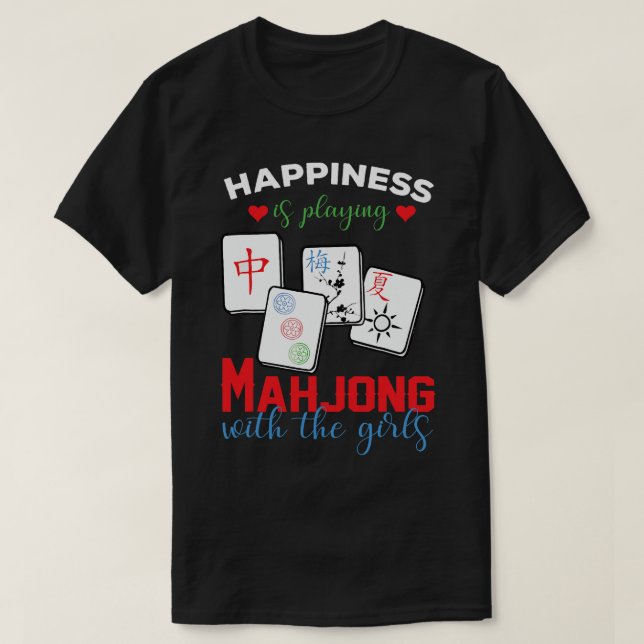 Camiseta Mahjong Tee Happiness Juega Mahjong Con El (Diseño del anverso)