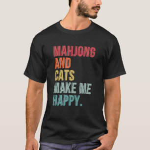 Camiseta Mahjong Y Los Gatos Me Hacen Feliz Gracioso