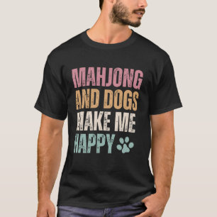 Camiseta Mahjong Y Los Perros Me Hacen Feliz Gracioso
