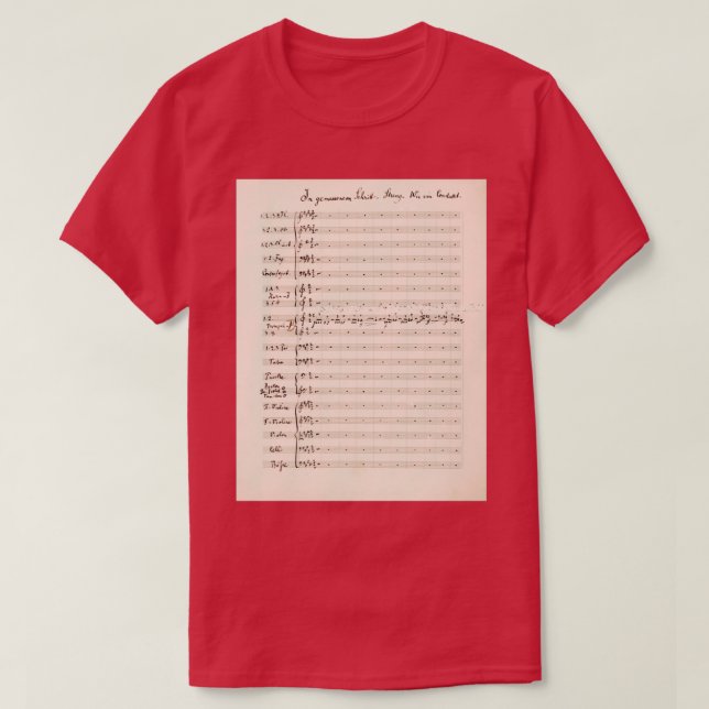 Camiseta Mahler Symphony 5 Puntuación original del manuscri (Diseño del anverso)