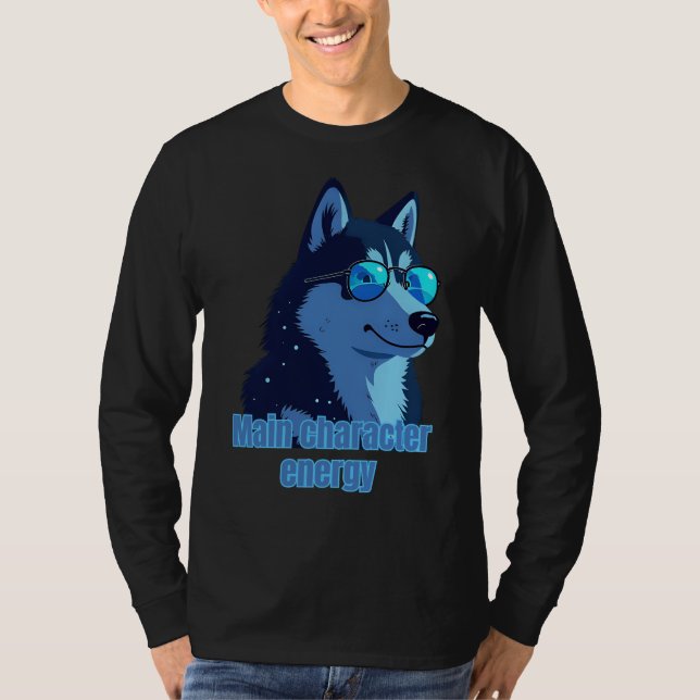 Camiseta Main Character Energy – Husky with Shades T-Shirt  (Anverso)