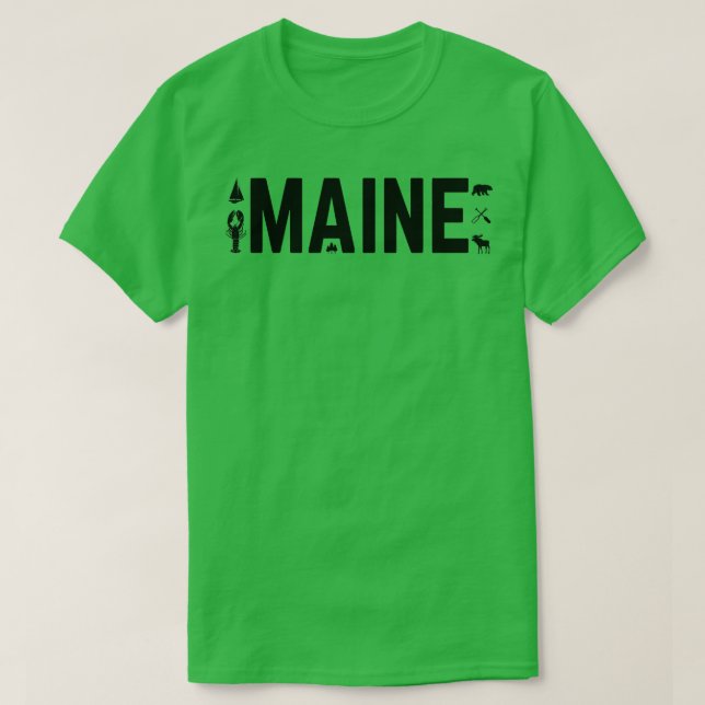 Camiseta Maine Al Aire Libre Moose Lobster Bear Kayak Vela (Diseño del anverso)