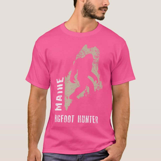 Camiseta Maine Bigfoot Hunter Funny Sasquatch (Anverso)