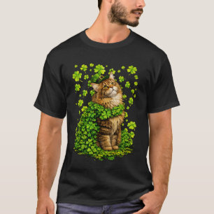Camiseta Maine Coon afortunado con tréboles de San Patricio