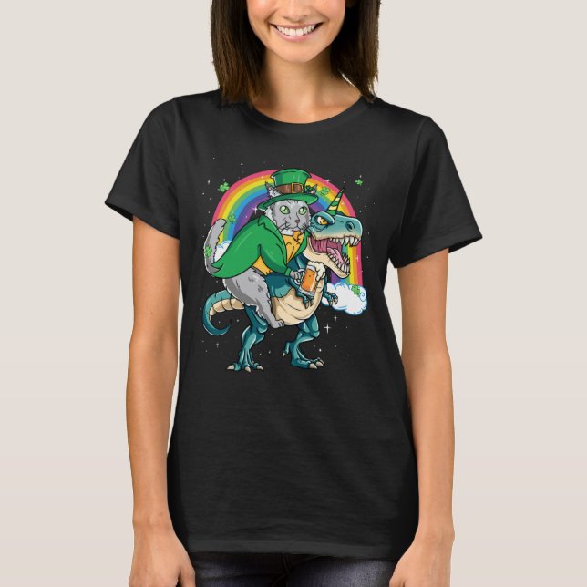 Camiseta Maine Coon Beer Dino Rex Horn Rainbow Cat (Anverso)