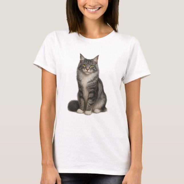 Camiseta Maine Coon Black Silver T-Shirt (Anverso)