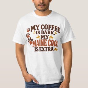 Camiseta Maine Coon Café Oscuro Café Retro Marrón y Naranja