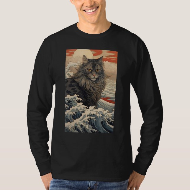 Camiseta Maine Coon Cat Aesthetic Japanese Ukiyo e 2 (Anverso)