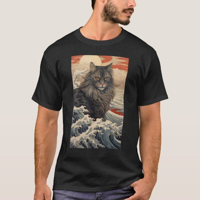 Camiseta Maine Coon Cat Aesthetic Japanese Ukiyo e 2 (Anverso)