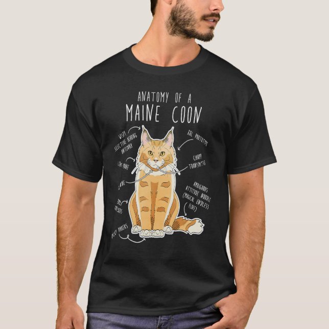Camiseta Maine Coon Cat Anatomía Mascota lindo Gato Mamá Pa (Anverso)