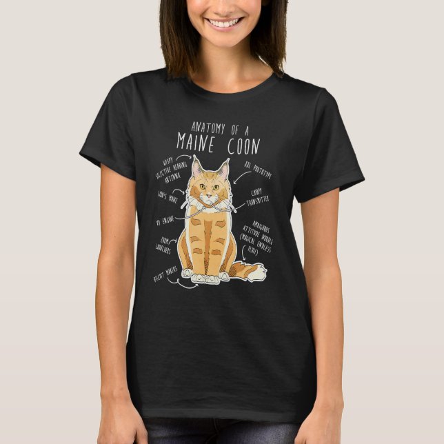 Camiseta Maine Coon Cat Anatomy  Cute Pet Cat Mom Cat Dad R (Anverso)