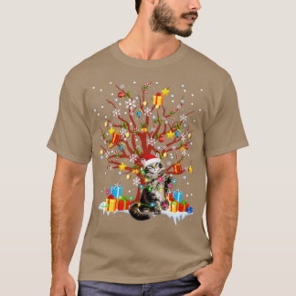 Camiseta Maine Coon Cat Árbol de navidad luces decoro adorn