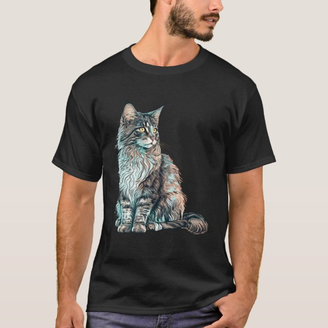 Camiseta Maine Coon Cat Breed Colorful Mom Lady (Anverso)