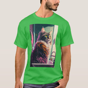 Camiseta Maine Coon cat en el baño v10