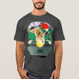 Camiseta Maine Coon Cat Jugando Mesa Tenis Ping Pong