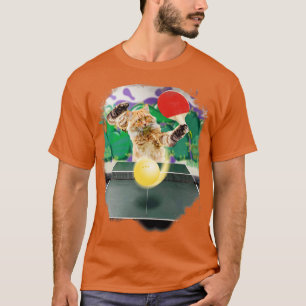 Camiseta Maine Coon Cat Jugando Mesa Tenis Ping Pong