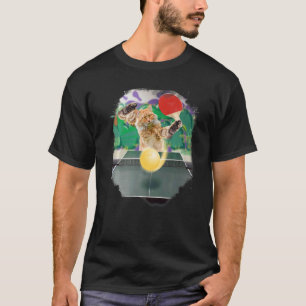 Camiseta Maine Coon Cat Jugando Mesa Tenis Ping Pong Prem
