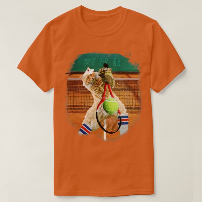 Camiseta Maine Coon Cat Jugando Tenis 1 (Diseño del anverso)