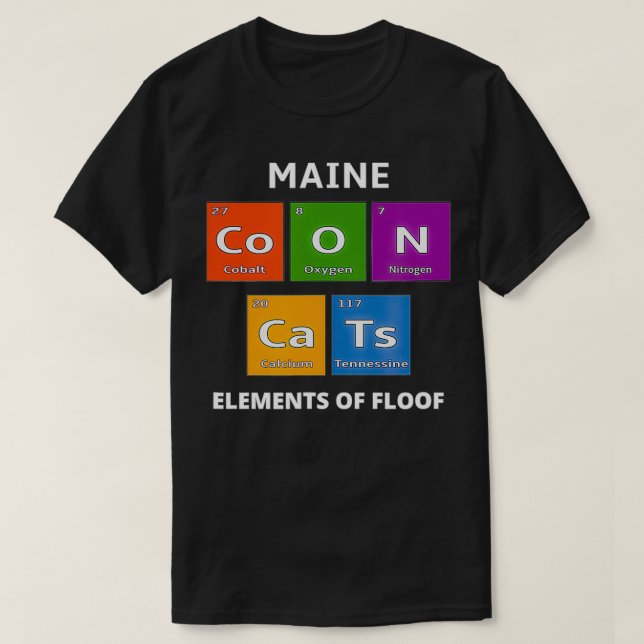 Camiseta Maine Coon Cat Periodicidad de mesa Elementos de c (Diseño del anverso)