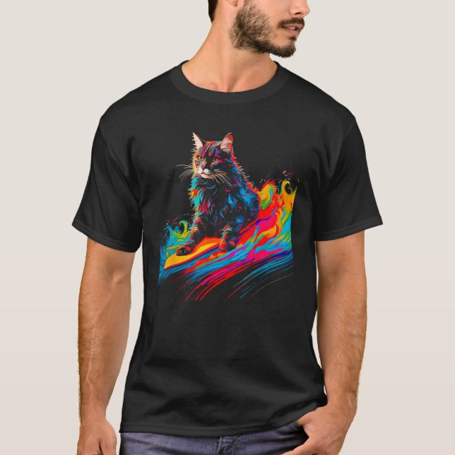 Camiseta Maine Coon Cat Surf 1 (Anverso)
