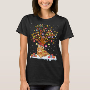 Camiseta Maine Coon Cat Xmas iluminando Santa Maine Coon Ch