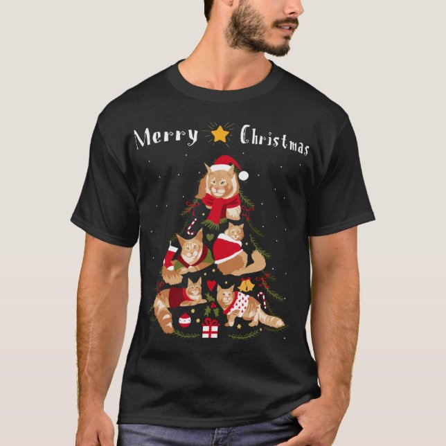 Camiseta Maine Coon Christmas Tree Xmas Cat Lover (Anverso)