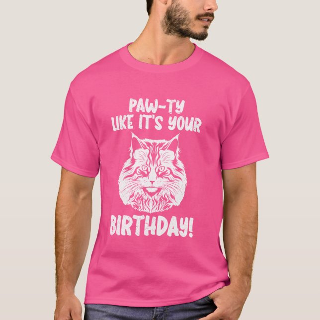 Camiseta ¡Maine Coon Daddy PAW-TY COMO TU CUMPLEAÑOS! B (Anverso)