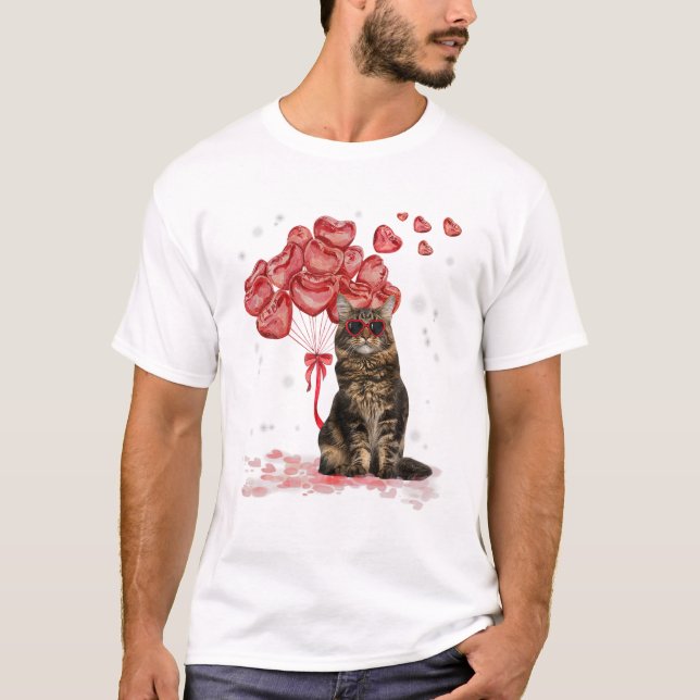 Camiseta Maine Coon Heart Valentines (Anverso)